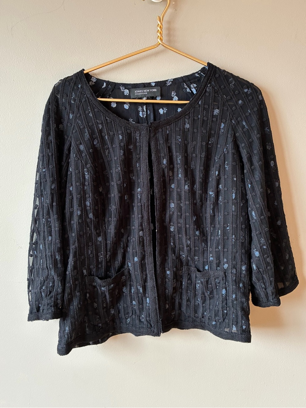 Black & floral silk cropped cardigan jacket 12
